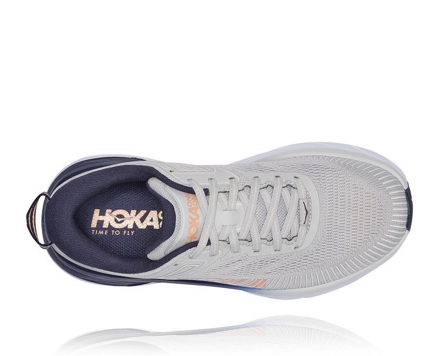 Zapatillas Running Hoka One One Mujer - Bondi 7 - Gris/Negras - HTX916782